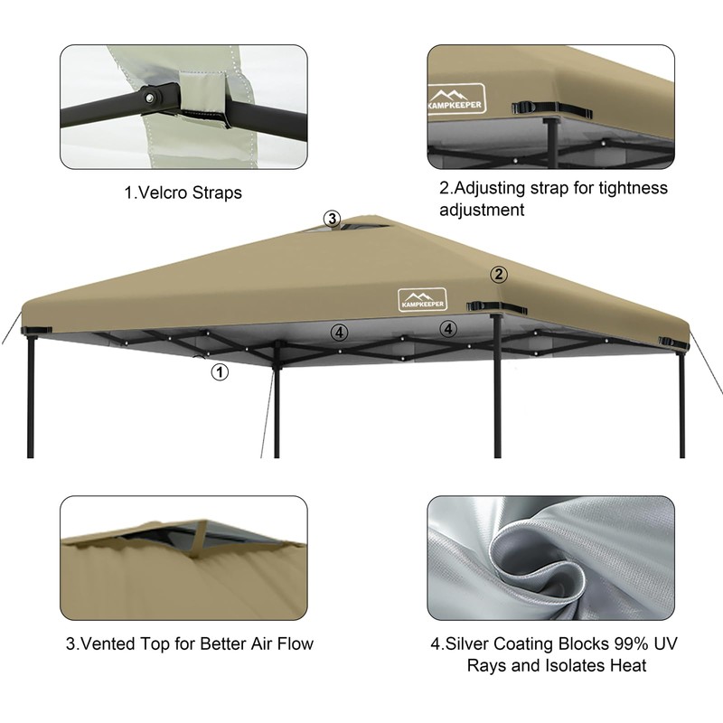 KAMPKEEPER Replacement Top Pop Up Canopy Tent Cover Roof with
