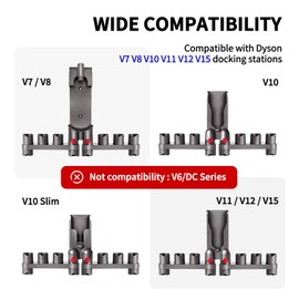 Premium Accessory Holders for Dyson Vacuum Cleaners - Wall Mount and Docking Station Organizer for Dyson V15 V7 V8 V10 V11 Model, with 10 Storage Adapters (2 Pack)