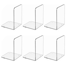 Sujetador de Libros Acrílicos, Soporte Transparente para Estantes Antideslizante, 6 Piezas Soporte para Libros Transparente con Pegatinas Antideslizantes, Sujetalibros Estanteria para Casa Biblioteca