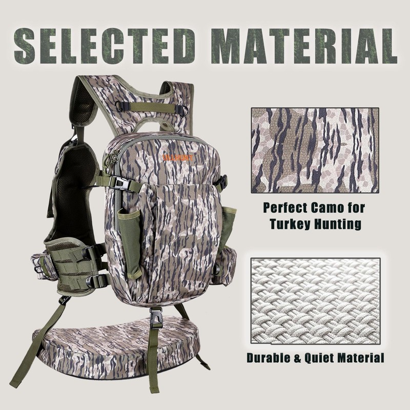 UIIHUNT Turkey Vest with Seat: Lightweight Turkey Hunting Vest with