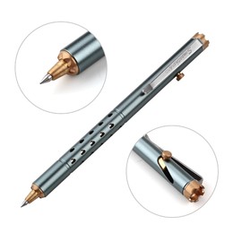 SMOOTHERPRO Bolt Action Pen with Brass Cap Stainless Steel Clip Perfect Weight for Long Writing Compatible with Parker Gel Refills for Office School Pocket Signature Journal Gray (CH3510G)