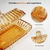 Champagne Covered Butter Dish for Countertop 6.5inch Glass Butter Dish