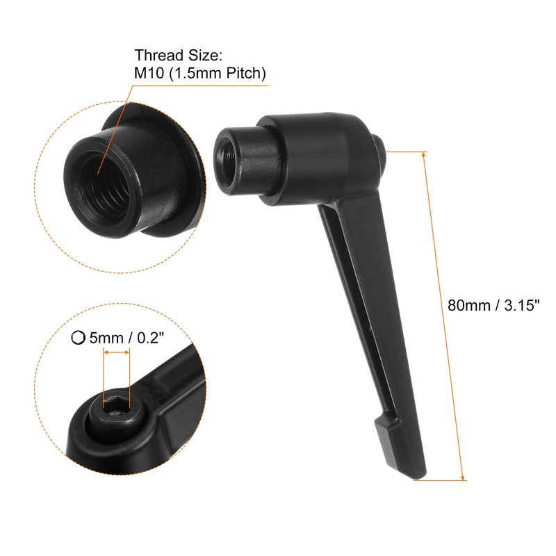sourcing map 8pcs Adjustable Clamping Lever Handles M10 Female Thread