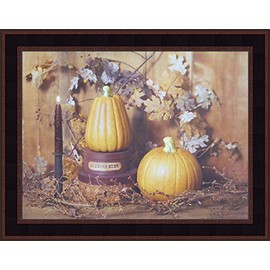 Home Cabin Décor Pumpkin Spice by Billy Jacobs 15x19 Autumn Fall Still Life Primitive Photography Leaves Candles Framed Print Picture