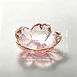 Gold Rim Glass Dipping Bowls, Cherry Blossom Sauce Dishes