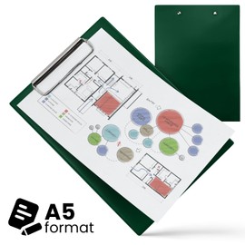 Netuno Clipboard A5 with Clip Dark Green Writing Board with Metal Clamp Hard Plate Plastic Writing Case Writing Pad Clipboard DIN A4 Document Holder Writing Board with Clip