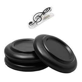 Grand Piano Caster Cups come with Music Book Clip, Set of 3 Black Wooden Caster Cups with Non-Slip and Anti-Noise Foam; Floor Protectors