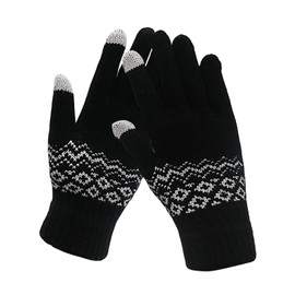 Long Keeper Touchscreen Winter Gloves for Women Men Knitted Stretchy Warm Gloves Text Driving Soft Fleece Lined Thermal Knit Gloves for Running Cycling Outdoor (Black)