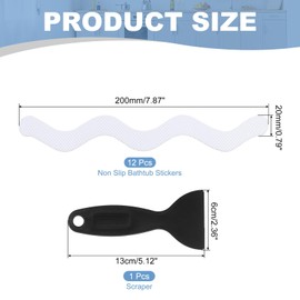 PATIKIL 12 Pcs Non Slip Bathtub Stickers, Anti Slip Shower Stickers with Scraper Bathroom Shower Floor Decals S-Shape Shape Cute Treads Tubs, White