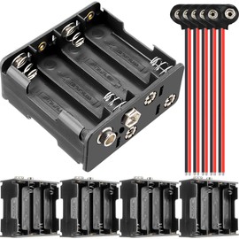 DKARDU 5 PCS 8X 1.5V AA Battery Holder 12V Thicken Battery Case Box with T-Type Battery Snap Connector Wire Leads Kit, Battery Box for LED Light RC Car for Arduino Projects, 8 Slots Plastic Box