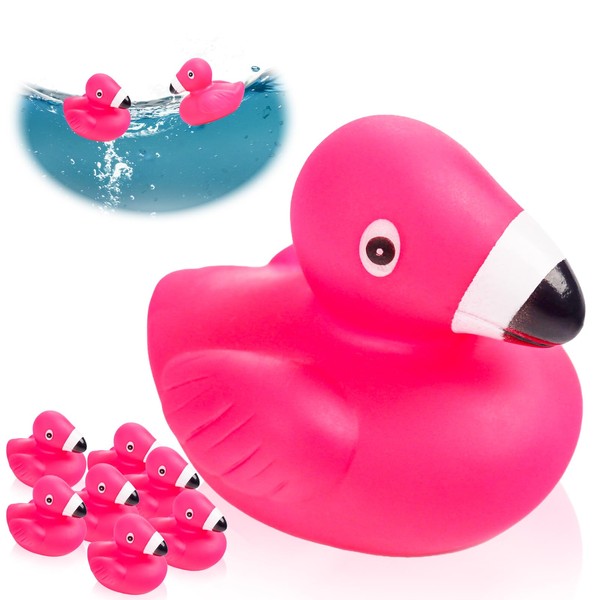 Clvsyh Mini Flamingo Bath Ducks, Pink Bath Duck, Vinyl Duck