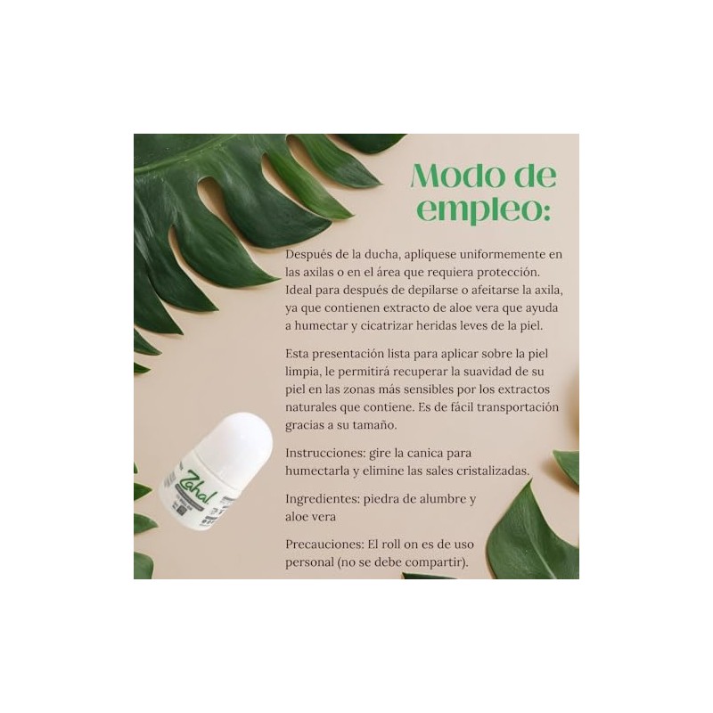 Desodorante Natural piedra de alumbre Roll on 30 ml