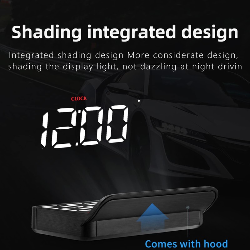 Fockety OBD2 Windscreen HUD Head Up Display with Display, Speed,