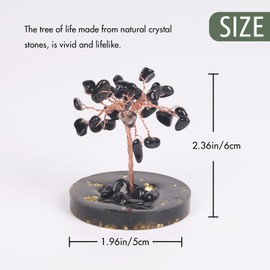Pretty Jolly Small Mini 7 Chakra Healing Stones Crystals Tree of Life Positive Energy Gemstone Tree Meditation Reiki Gifts with Acrylic Glue Base for Home,Office,Desk Feng Shui Decor(Black)