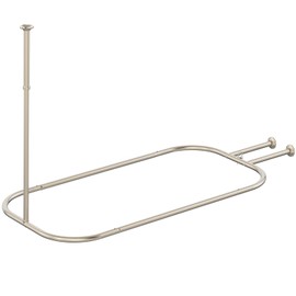 PrettyHome Shower Curtain Rod Hoop Square Shape Bathroom Heavy Duty No Rust Oval Shower Rod 58.3"x24" for Clawfoot Tub,for Free Standing Tubs Brushed Nickel