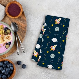 WFSM Outer Space Rocket Decorative Towels, Kids Space Nursery Decor, Toddler Boys Girls Towels, 16x24 Inches