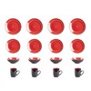 HomeVss Sonoma 16 Piece Stoneware Dinner Set Red, Outside Black