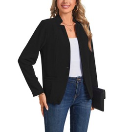 YOUNIFIZ Women's Casual Blazer Long Sleeve Open Front Business Work Office Blazer Jacket with Pockets, Black