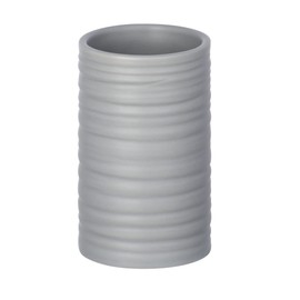 WENKO Zahnputzbecher Mila Grau Keramik - Zahnbürstenhalter für Zahnbürste und Zahnpasta, Keramik, 6.5 x 10.5 x 6.5 cm, Grau
