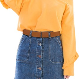 TIESOME Elastic Stretch Belt for Women Invisible Waist Belt(Brown)