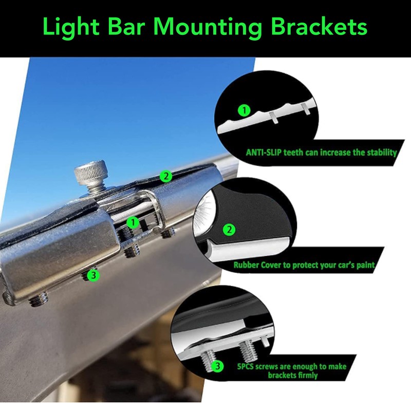 2PCS Work Light Bar Mounting Brackets Universal Stainless Steel LED