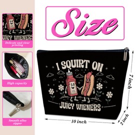 ELSGFHSU Adult Humor Makeup Bag, Friendship Gifts for Women Friend Besties, Birthday Gifts Idea, Funny Cosmetic Bag for Purse, I Squirt On Juicy Wieners Makeup Pouch
