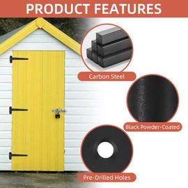 6 Pack Heavy Duty Strap Gate Hinges, 12inch T Strap Gate Hinges Black Door Hinge for Shed, Barn, Fence, Yard Gate, Door