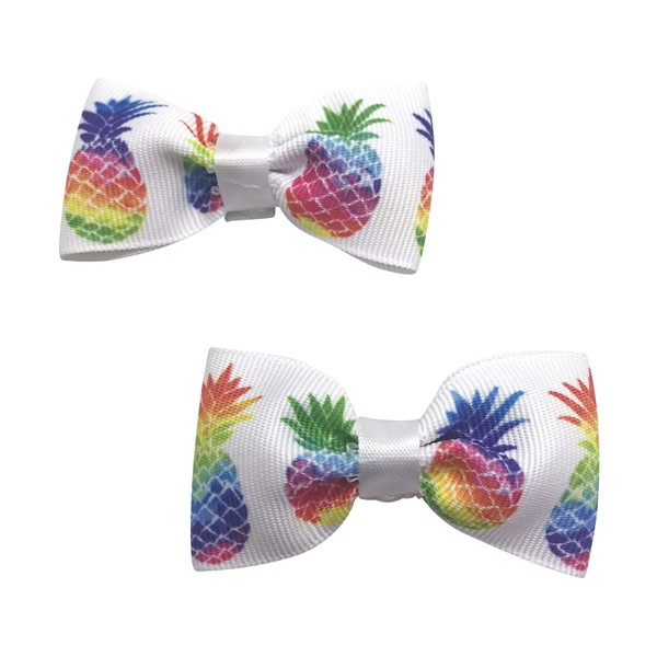 Handmade Multi Color Pineapple Girls Hair Bow Set, Little Girl