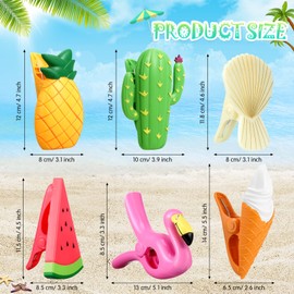 20 Pieces Beach Towel Clips Plastic Beach Chair Clips Flamingo Parrot Watermelon Pineapple Ice Cream Portable Swimming Pool Towel Holder Funny Clothespins for Patio and Holiday Pool Blanket Decoration