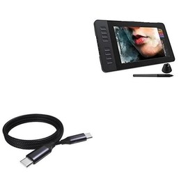 BoxWave Cable Compatible with Gaomon PD1161 Pen Display Tablet (11.6 in) - DirectSync PD Cable (3ft) - USB-C to USB-C (100W), Type C Braided 3ft Charge and Sync Cable - Jet Black