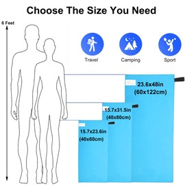 Microfibre Travel Towel, Lightweight & Quick Dry Gym Towels, Soft, Super Absorbent, Ultra Compact Towel Great for Sports, Camping, Gym, Beach and Swimming (Sky Blue, 60x122cm)