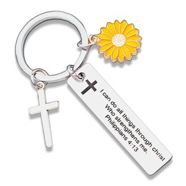 Sjcmbxxs Christian Bible Verse Gifts Keychain Inspirational Scripture Keychains with Cross Pendant I Can Do All Things Through Christ Who Strengthens Me Philippians 4:13