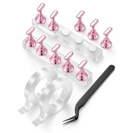 Kit de Soporte para Uñas para Practicar Y Exhibir Diseños de Uñas: Incluye Pinzas, Cinta Adhesiva de Doble Cara Y Soporte para Uñas Postizas Y de Presión. Ideal para Uso Doméstico O Profesional
