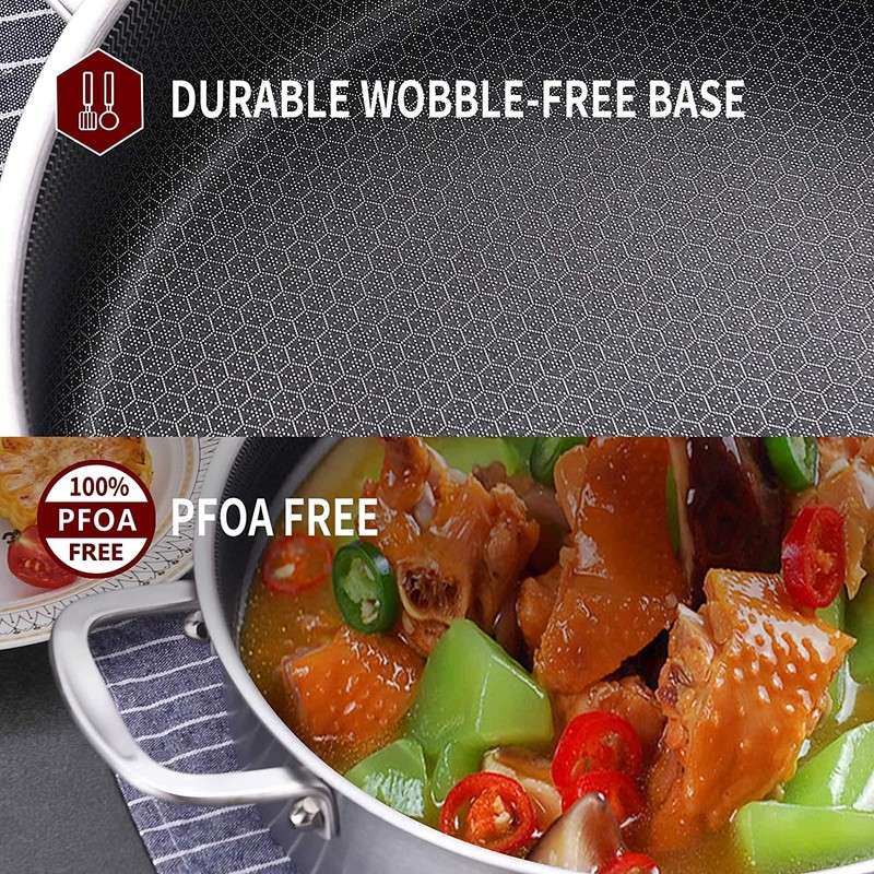 LOLYKITCH Tri-Ply Stainless Steel 10 Inch Non-Stick Sauté Pan with
