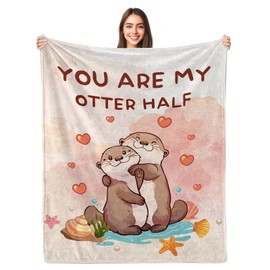Valentine's Day Gifts for Her, Otter Blanket 50" x 60", Girlfriend and Wife, Otter Gifts for Women, Romantic Present Ideas, Otter Lover Gift