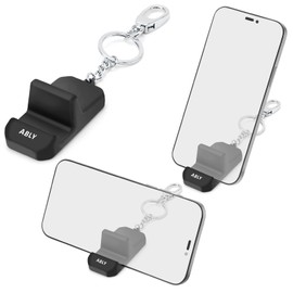ABLY Mini Phone Stand Keychain, Portable PVC Phone Holder, Suitable for Most Smartphones，Black