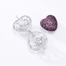 SOULMEET Sterling Silver Sunflower Aromatherapy Necklace Heart Essential Oil Diffuser Locket Pendant with 10 Colors Volcanic Stone for Women