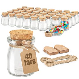 Ritayedet Ritayedet 40 Pack Glass Favor Jars with Cork Lid, 3.4 oz Small Glass Bottles for Wedding Favor, Baby Shower, Party Favor, Gift Jars for Candy, Bonus Twine and Labels
