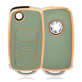 OFFCURVE Car Key Cover Car Key Case Key Fob Cover Car Key Protector 3 Buttons Compatible with VW Volkswagen Polo Golf 4/5/6 Multivan T5 Caddy Jetta Bora Superb Passat Skoda Fabia Seat Ibiza