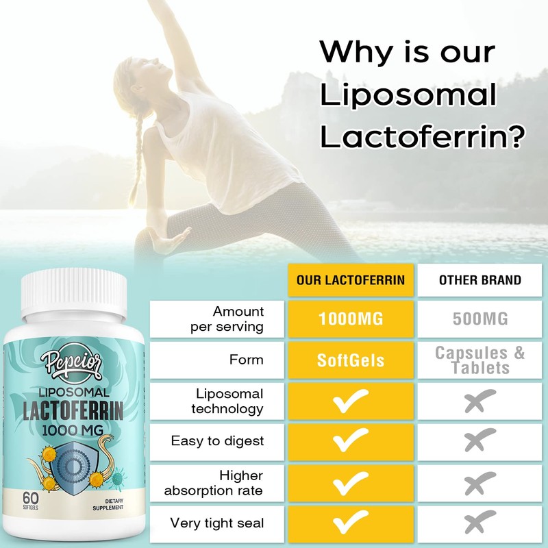 Pepeior Liposomal Bovine Lactoferrin 1000 mg - Higher Absorption -