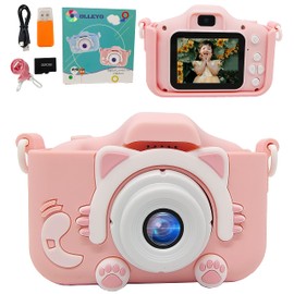 Digital Camera, For Kids, Cute, Front and Rear 48 Megapixels, 1080P HD, Easy Operation, Kids Camera, 32 GB Memory Card, 2.0 Inch IPS Screen, 8x Zoom, Shockproof, Camera, Cat, Lightweight, Portable,