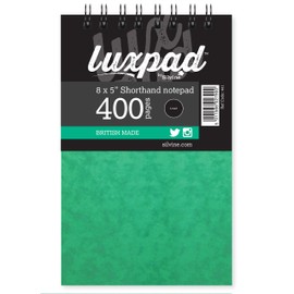 Luxpad 8x5" Spiral Reporters Notepad with 200 Feint Ruled Pages and Durable Pressboard Covers.
