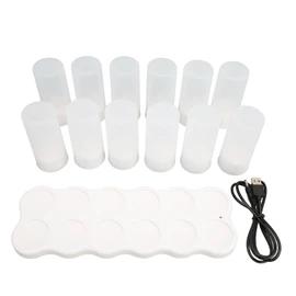 12pcs LED Tea Lights 4H Wireless Charging Warm Color 2 Part Structure Flameless Tealight Candles for Birthday