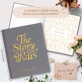 Lanpn Wedding Anniversary Journal - The Story of Us, Linen Dating 1st to 70th Couple Memory Book Wedding Scrapbook, 190 Pages Love Stories Notebook Marriage Newlywed Bridal Shower Gift, Grey