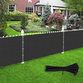 Zip Cable Ties and 6' x 13' Black Privacy Screen Fence Cover Panel Shade Cloth Fabric for Chain Link Fence Driveway Playground Yard Garden Farm UV Protection