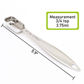 BERYLER® 3/4 Teaspoon(3.75 mL | 3.75 cc) Single Measuring Spoon, Stainless Steel Rectangular Individual Measuring Spoons, Long Handle Measuring Spoons Only