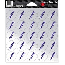 Award Decals Lightning Bolt (Purple on Clear) Sticker Set (100 Decals 1") The Original Award Decals Premium 20mil Thick Helmet Decals Made in The USA Since 1976
