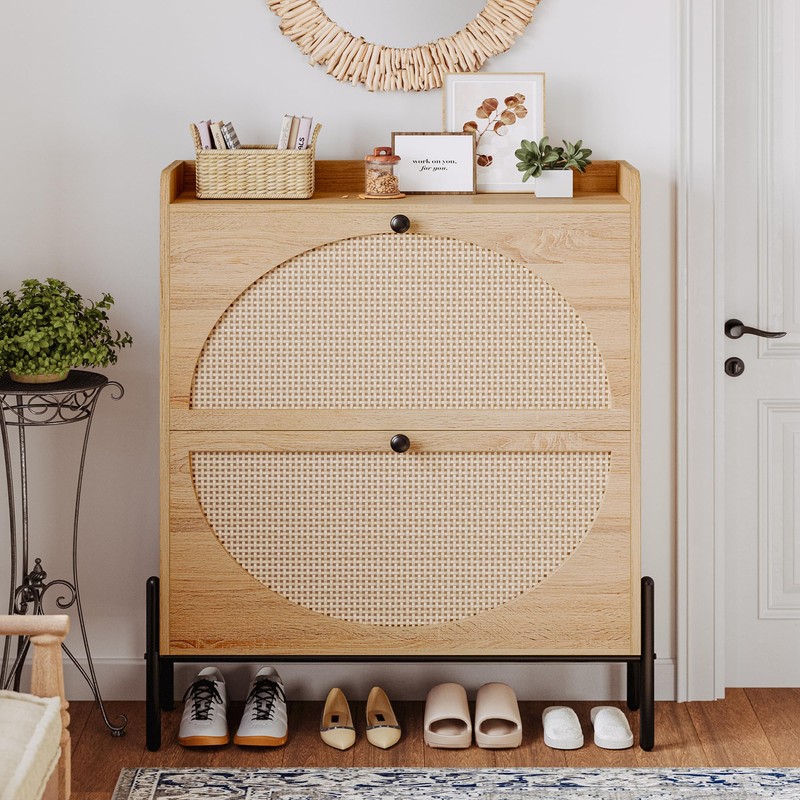 IRONCK Shoe Cabinet Storage with 2 Flip Drawers, Free Standing