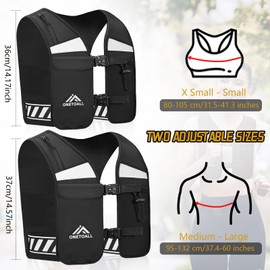 ONETOALL Running Vest in 2 Sizes, Reflective Adjustable Running Hydration Vest, Breathable Lightweight Running Phone Holder Vest with 6 Pockts for Half Marathon Training, Run, Cycling and Walking Dogs