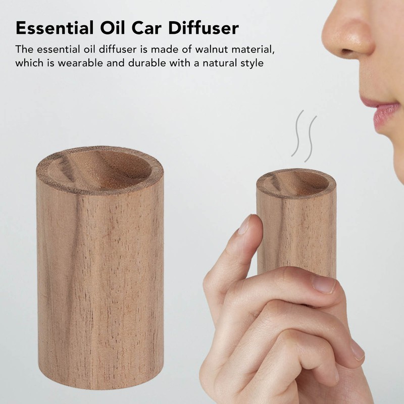 15pcs Essential Oil Car Diffuser Round Shape Simple Compact Walnut